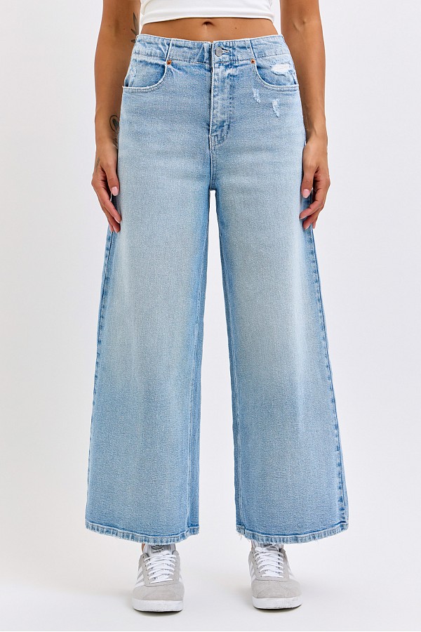 High Rise Wide Leg Crop with Back Lace Detail